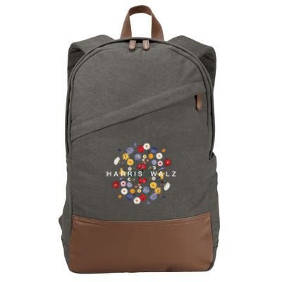 Kamala Harris Waltz Harris Walz Flower Mandala Central Bloom Cotton Canvas Backpack