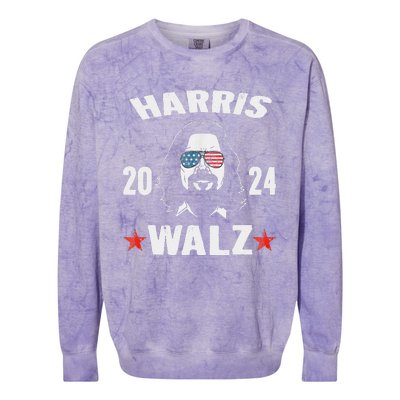 Kamala Harris Waltz 2024 Funny Man White Sunglasses Usa Colorblast Crewneck Sweatshirt