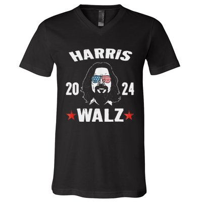 Kamala Harris Waltz 2024 Funny Man White Sunglasses Usa V-Neck T-Shirt