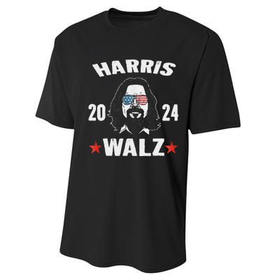 Kamala Harris Waltz 2024 Funny Man White Sunglasses Usa Performance Sprint T-Shirt