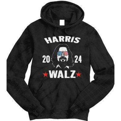 Kamala Harris Waltz 2024 Funny Man White Sunglasses Usa Tie Dye Hoodie