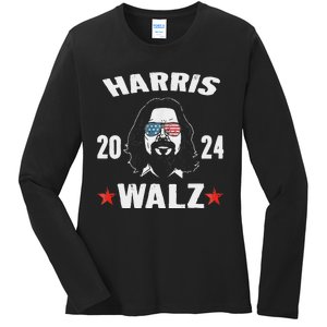 Kamala Harris Waltz 2024 Funny Man White Sunglasses Usa Ladies Long Sleeve Shirt