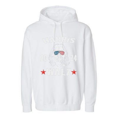 Kamala Harris Waltz 2024 Funny Man White Sunglasses Usa Garment-Dyed Fleece Hoodie