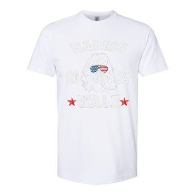 Kamala Harris Waltz 2024 Funny Man White Sunglasses Usa Softstyle CVC T-Shirt