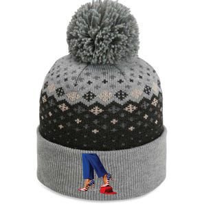 Kamala Harris With High Heels Stepping On Red Hat The Baniff Cuffed Pom Beanie