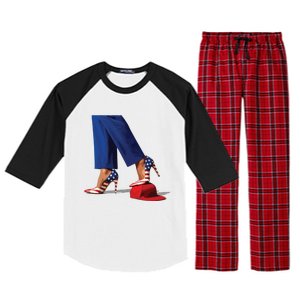 Kamala Harris With High Heels Stepping On Red Hat Raglan Sleeve Pajama Set