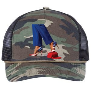 Kamala Harris With High Heels Stepping On Red Hat Retro Rope Trucker Hat Cap