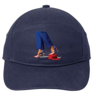 Kamala Harris With High Heels Stepping On Red Hat 7-Panel Snapback Hat