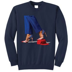 Kamala Harris With High Heels Stepping On Red Hat Tall Sweatshirt