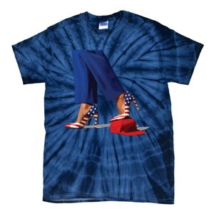 Kamala Harris With High Heels Stepping On Red Hat Tie-Dye T-Shirt