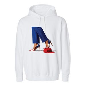 Kamala Harris With High Heels Stepping On Red Hat Garment-Dyed Fleece Hoodie