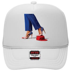 Kamala Harris With High Heels Stepping On Red Hat High Crown Mesh Back Trucker Hat