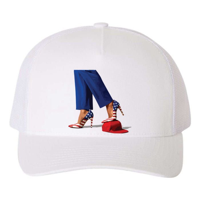 Kamala Harris With High Heels Stepping On Red Hat Yupoong Adult 5-Panel Trucker Hat