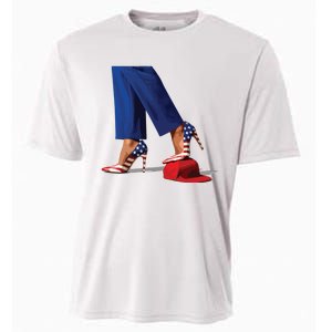 Kamala Harris With High Heels Stepping On Red Hat Cooling Performance Crew T-Shirt