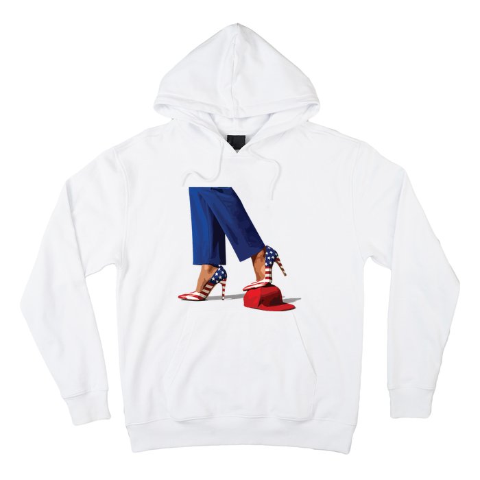 Kamala Harris With High Heels Stepping On Red Hat Hoodie