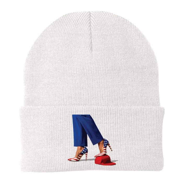 Kamala Harris With High Heels Stepping On Red Hat Knit Cap Winter Beanie