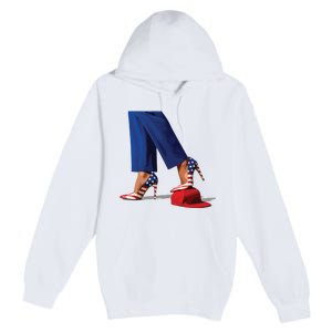 Kamala Harris With High Heels Stepping On Red Hat Premium Pullover Hoodie