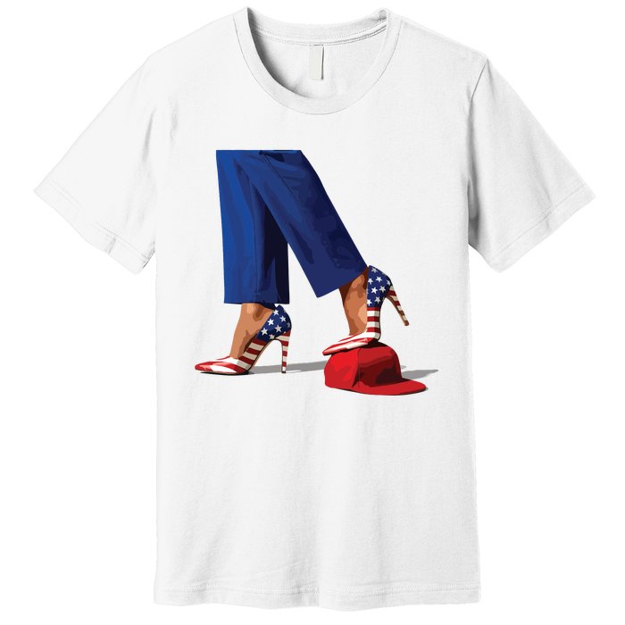 Kamala Harris With High Heels Stepping On Red Hat Premium T-Shirt