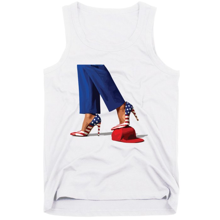 Kamala Harris With High Heels Stepping On Red Hat Tank Top