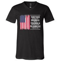 Kamala Harris Walz 2024 We Can End Dramala Traumala V-Neck T-Shirt