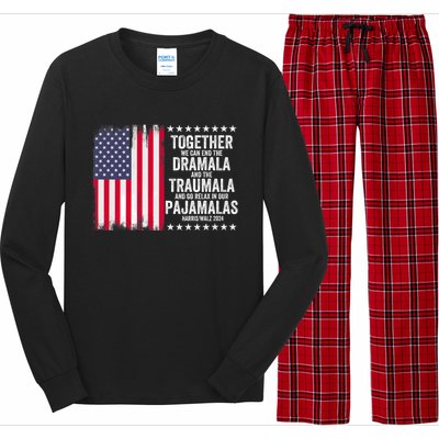 Kamala Harris Walz 2024 We Can End Dramala Traumala Long Sleeve Pajama Set