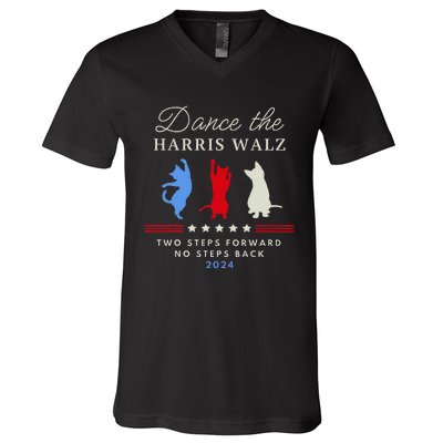 Kamala Harris Walz 2024 Waltz Dance 2 Steps Forward Not Back V-Neck T-Shirt