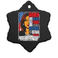 Kamala Harris Women Belong In Place Where Decisions Are Made Ceramic Star Ornament