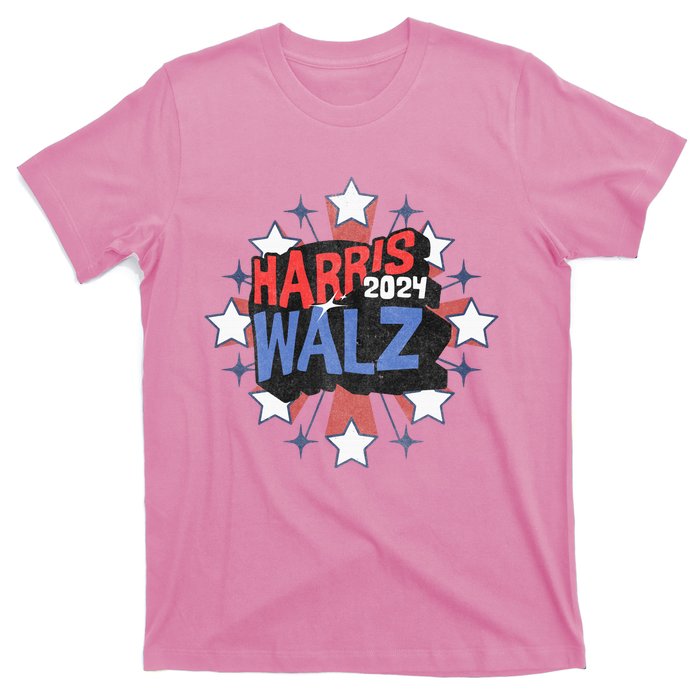 Kamala Harris Walz 2024 Distressed Election Shooting Stars T-Shirt