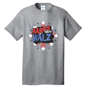 Kamala Harris Walz 2024 Distressed Election Shooting Stars Tall T-Shirt