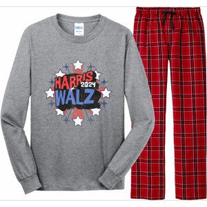 Kamala Harris Walz 2024 Distressed Election Shooting Stars Long Sleeve Pajama Set