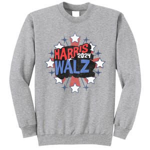 Kamala Harris Walz 2024 Distressed Election Shooting Stars Tall Sweatshirt