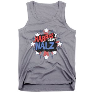 Kamala Harris Walz 2024 Distressed Election Shooting Stars Tank Top