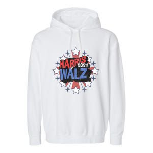 Kamala Harris Walz 2024 Distressed Election Shooting Stars Garment-Dyed Fleece Hoodie