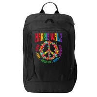 Kamala Harris Walz 2024 Freedom Peace Flower Funny Retro City Backpack