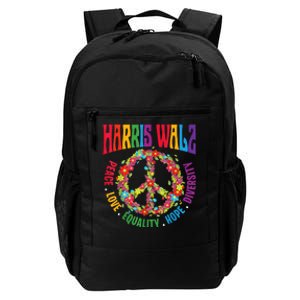 Kamala Harris Walz 2024 Freedom Peace Flower Funny Retro Daily Commute Backpack