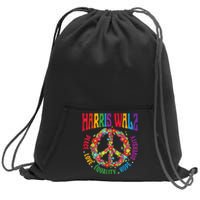 Kamala Harris Walz 2024 Freedom Peace Flower Funny Retro Sweatshirt Cinch Pack Bag