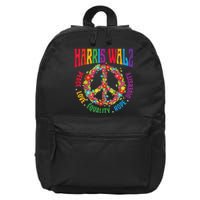 Kamala Harris Walz 2024 Freedom Peace Flower Funny Retro 16 in Basic Backpack