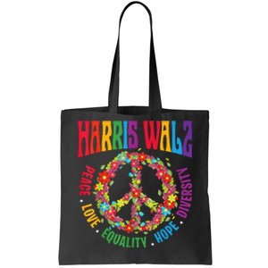 Kamala Harris Walz 2024 Freedom Peace Flower Funny Retro Tote Bag