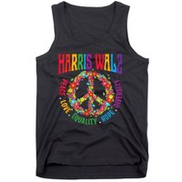 Kamala Harris Walz 2024 Freedom Peace Flower Funny Retro Tank Top