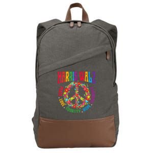 Kamala Harris Walz 2024 Freedom Peace Flower Funny Retro Cotton Canvas Backpack