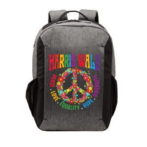 Kamala Harris Walz 2024 Freedom Peace Flower Funny Retro Vector Backpack