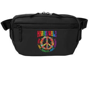 Kamala Harris Walz 2024 Freedom Peace Flower Funny Retro Crossbody Pack