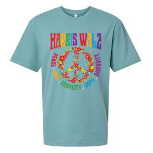 Kamala Harris Walz 2024 Freedom Peace Flower Funny Retro Sueded Cloud Jersey T-Shirt