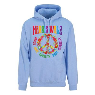 Kamala Harris Walz 2024 Freedom Peace Flower Funny Retro Unisex Surf Hoodie