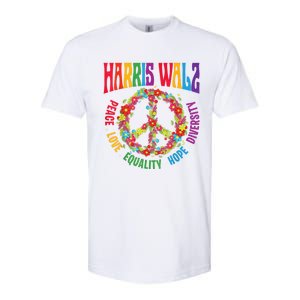 Kamala Harris Walz 2024 Freedom Peace Flower Funny Retro Softstyle CVC T-Shirt