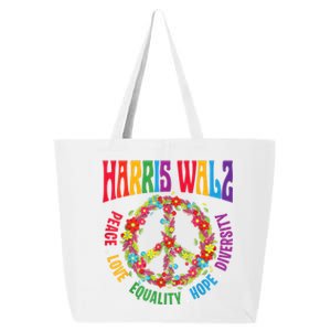 Kamala Harris Walz 2024 Freedom Peace Flower Funny Retro 25L Jumbo Tote