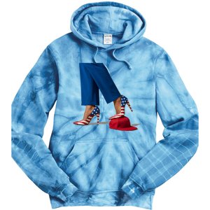 Kamala Harris With High Heels Stepping On Red Hat Tie Dye Hoodie