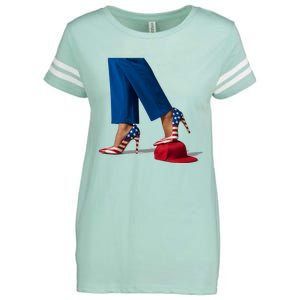 Kamala Harris With High Heels Stepping On Red Hat Enza Ladies Jersey Football T-Shirt