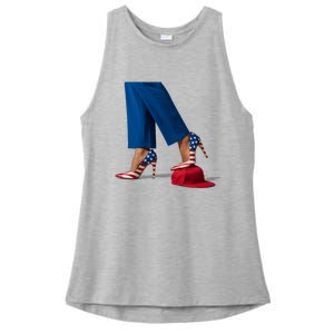 Kamala Harris With High Heels Stepping On Red Hat Ladies PosiCharge Tri-Blend Wicking Tank