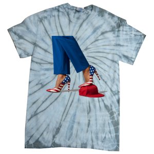 Kamala Harris With High Heels Stepping On Red Hat Tie-Dye T-Shirt